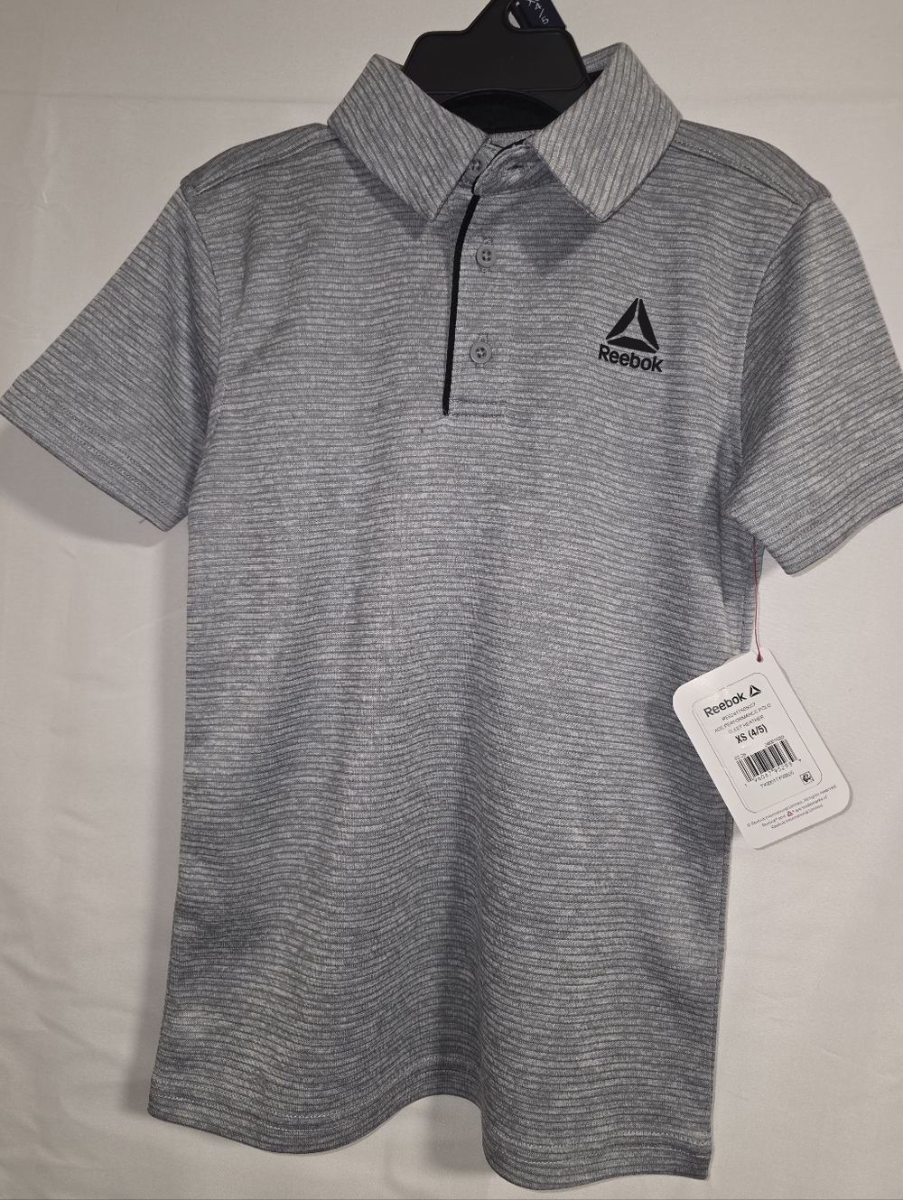 Reebok Gray Striped Kids Polo Shirt
